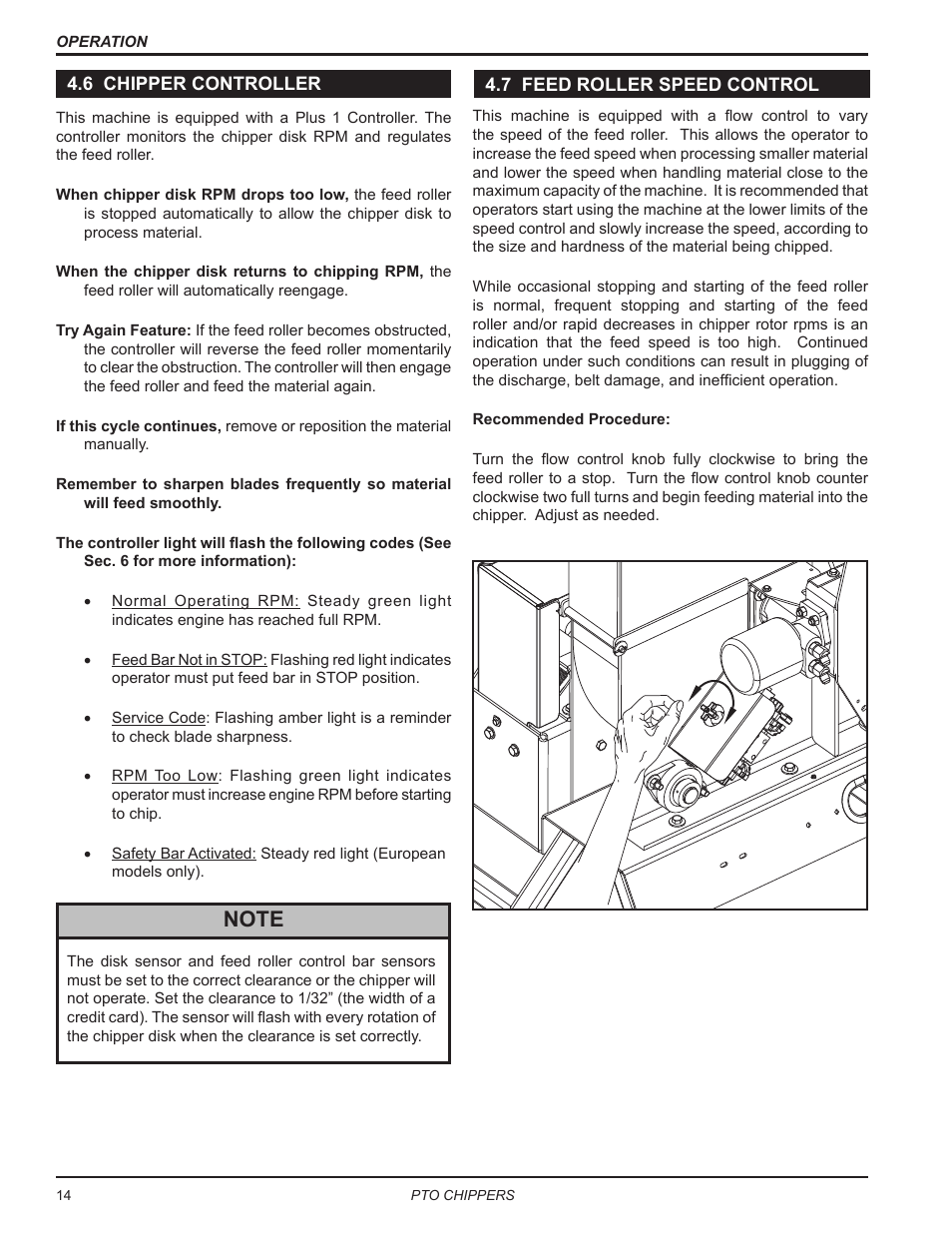 6 chipper controller, 7 feed roller speed control, 6 chipper controller 4.7 feed roller speed control | Echo CH9540H Owners Manual v.7 User Manual | Page 18 / 32