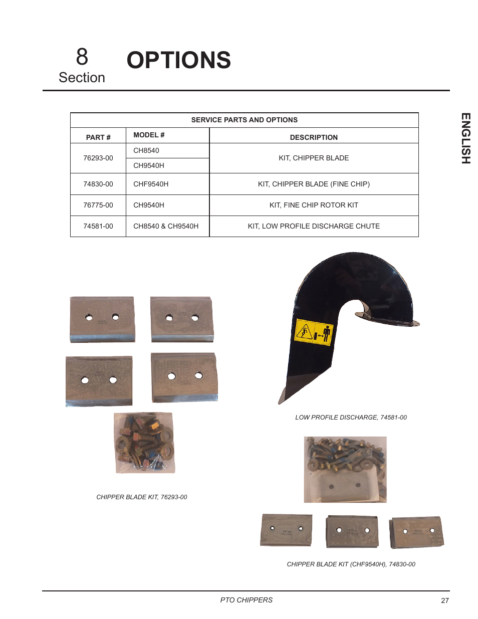 Options, Options 8, English | Echo CH9540H Owners Manual v.7 User Manual | Page 31 / 32