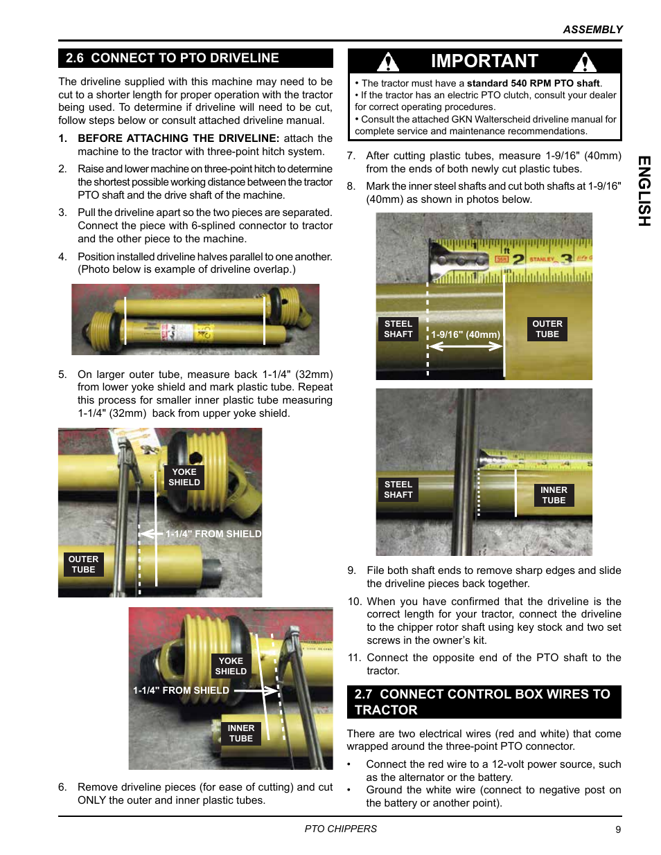 Important, English | Echo 76854 User Manual | Page 13 / 31