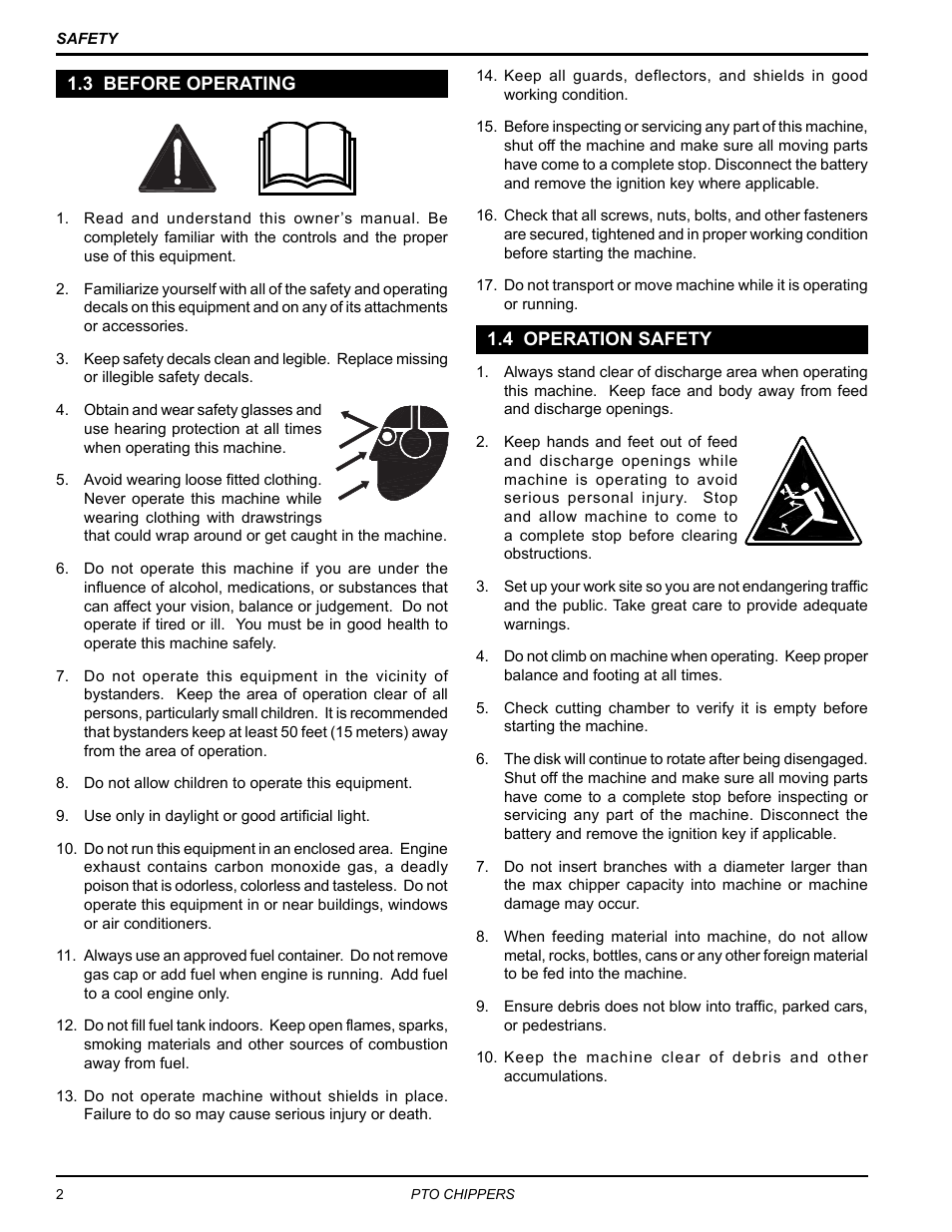 3 before operating, 4 operation safety, 3 before operating 1.4 operation safety | Echo 76854 User Manual | Page 6 / 31