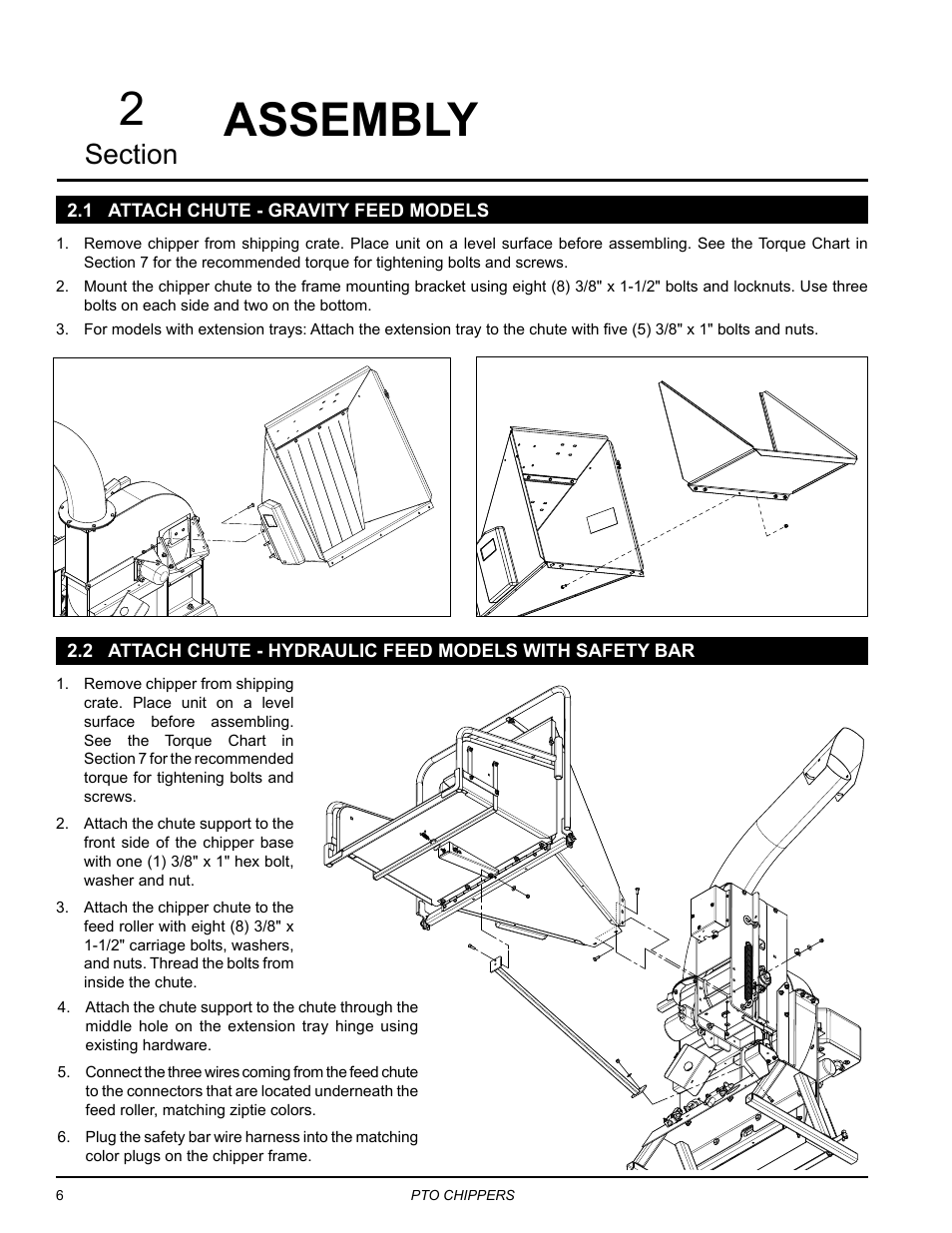 Assembly, 1 attach chute - gravity feed models | Echo CH9540H Owners Manual v.5 User Manual | Page 10 / 33
