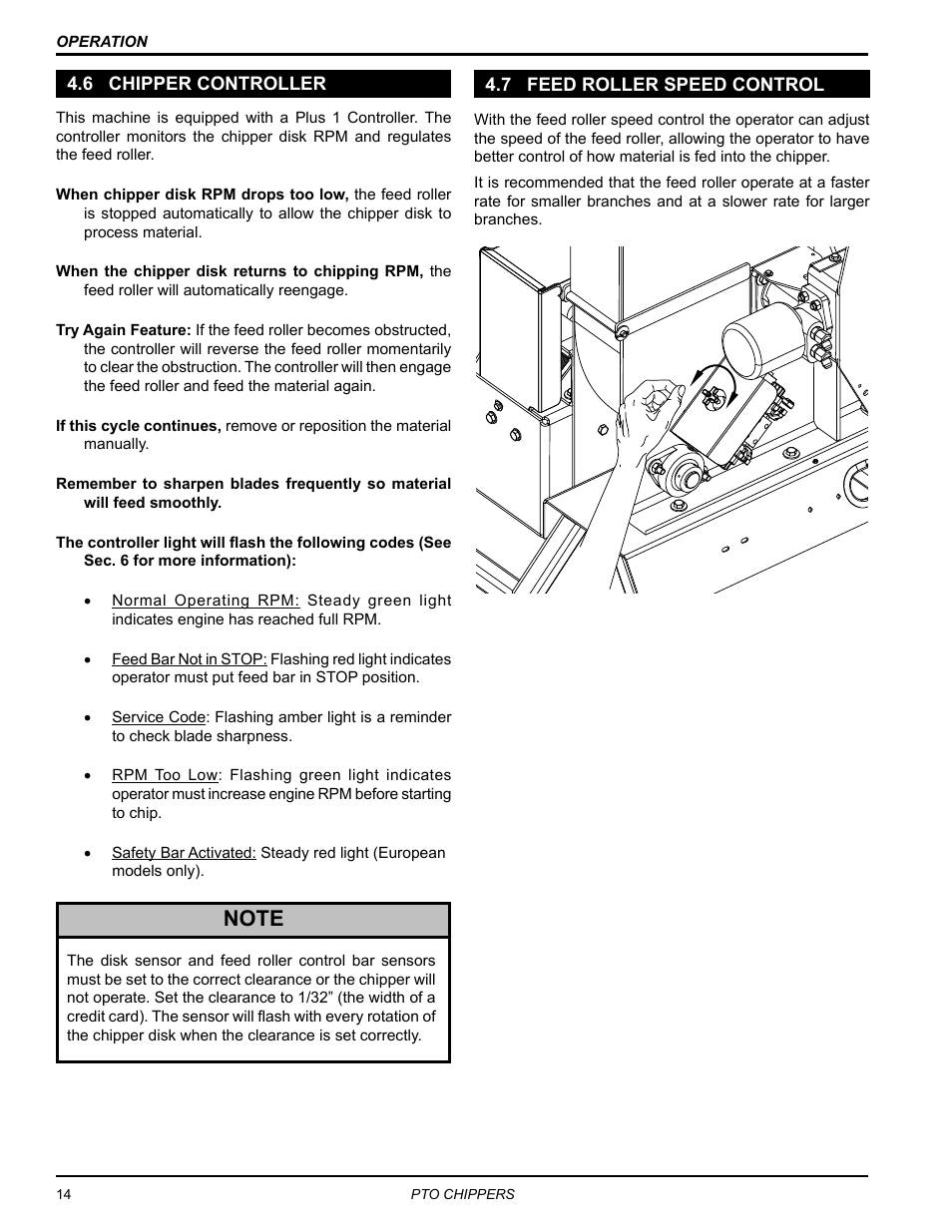 6 chipper controller, 7 feed roller speed control, 6 chipper controller 4.7 feed roller speed control | Echo CH9540H Owners Manual v.5 User Manual | Page 18 / 33