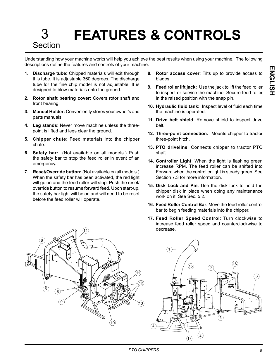 Features & controls, English | Echo CH9540H Owners Manual v.4 User Manual | Page 13 / 30