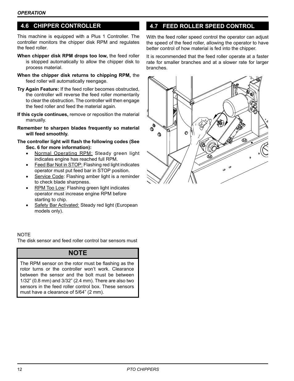 6 chipper controller, 7 feed roller speed control, 6 chipper controller 4.7 feed roller speed control | Echo CH9540H Owners Manual v.4 User Manual | Page 16 / 30