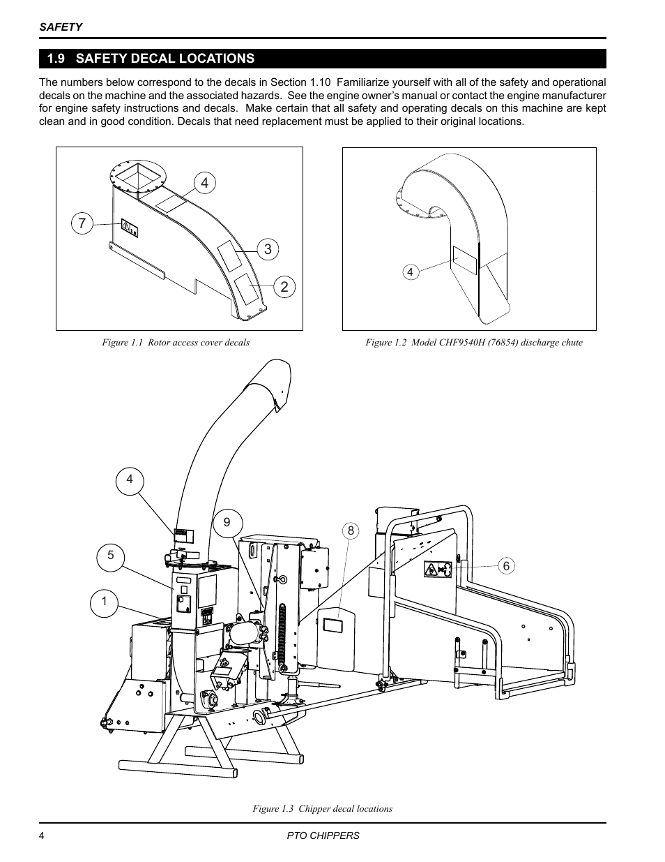 9 safety decal locations | Echo CH9540H Owners Manual v.4 User Manual | Page 8 / 30