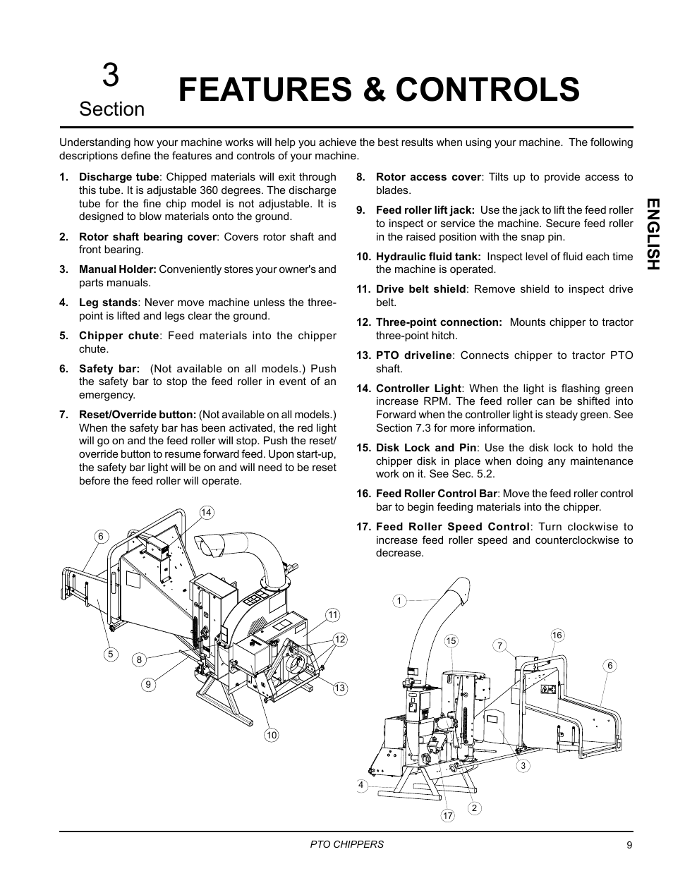 Features & controls, English | Echo CH9540H Owners Manual v.3 User Manual | Page 13 / 30