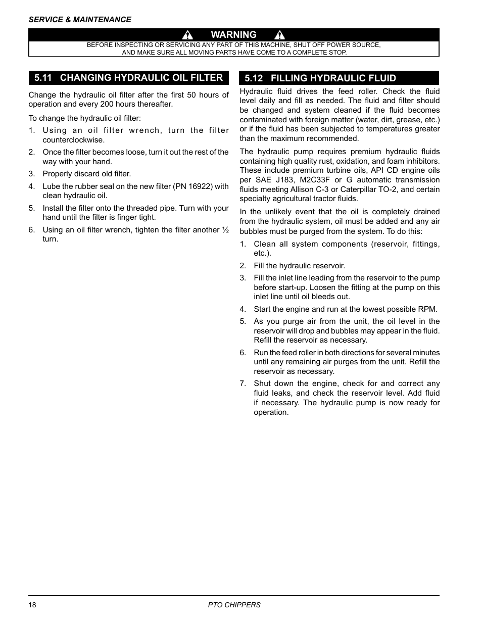 11 changing hydraulic oil filter, 12 filling hydraulic fluid | Echo CH9540H Owners Manual v.3 User Manual | Page 22 / 30