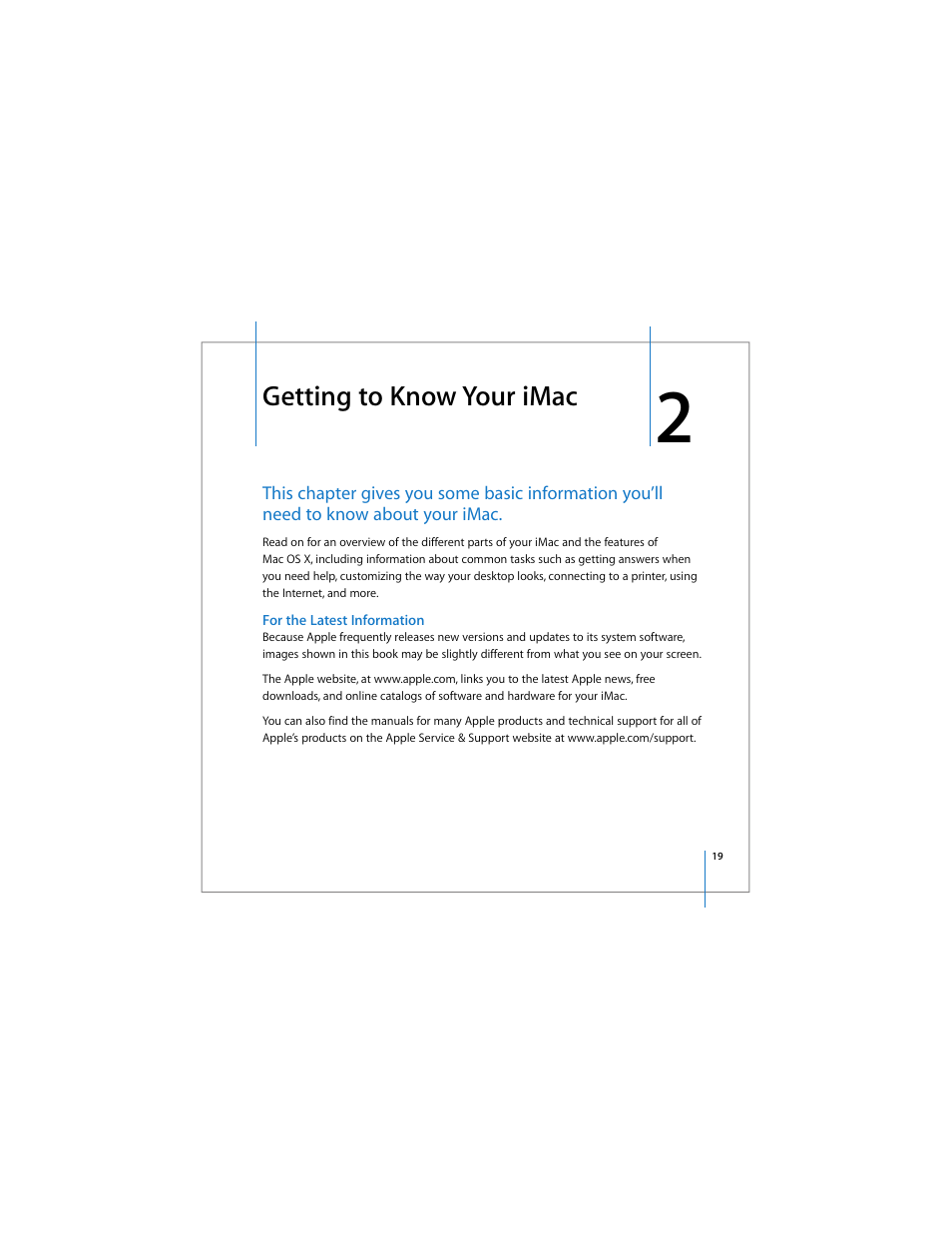 Getting to know your imac, For the latest information | Apple iMac computer User Manual | Page 19 / 120