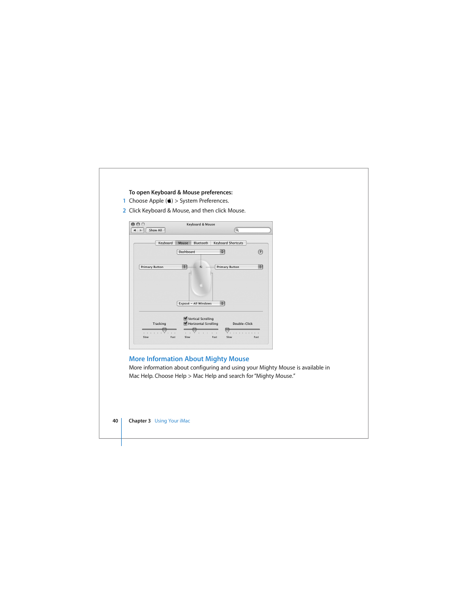More information about mighty mouse | Apple iMac computer User Manual | Page 40 / 120