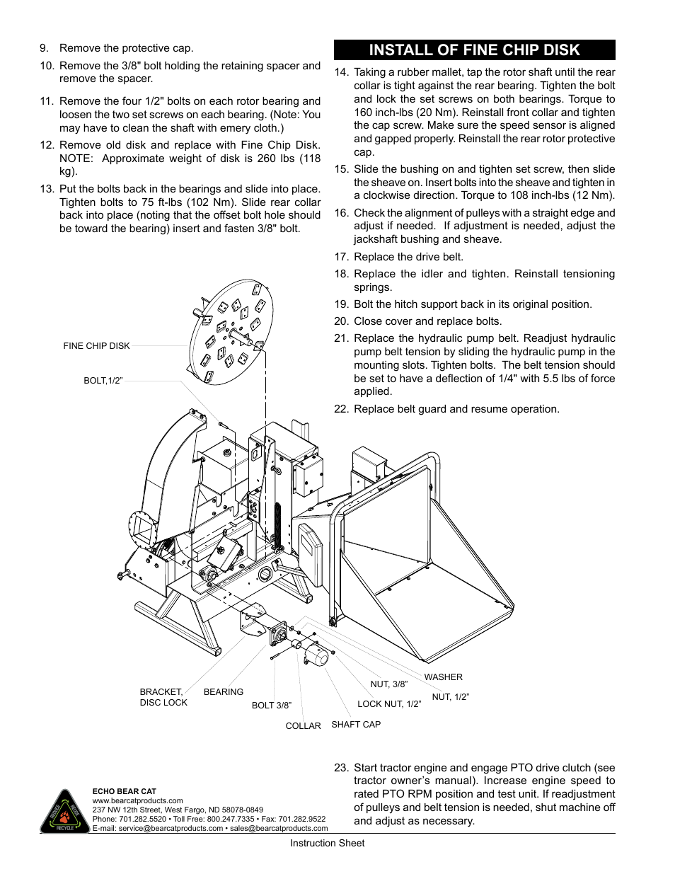 Install of fine chip disk | Echo CH8670H Instruction v.7 User Manual | Page 2 / 2