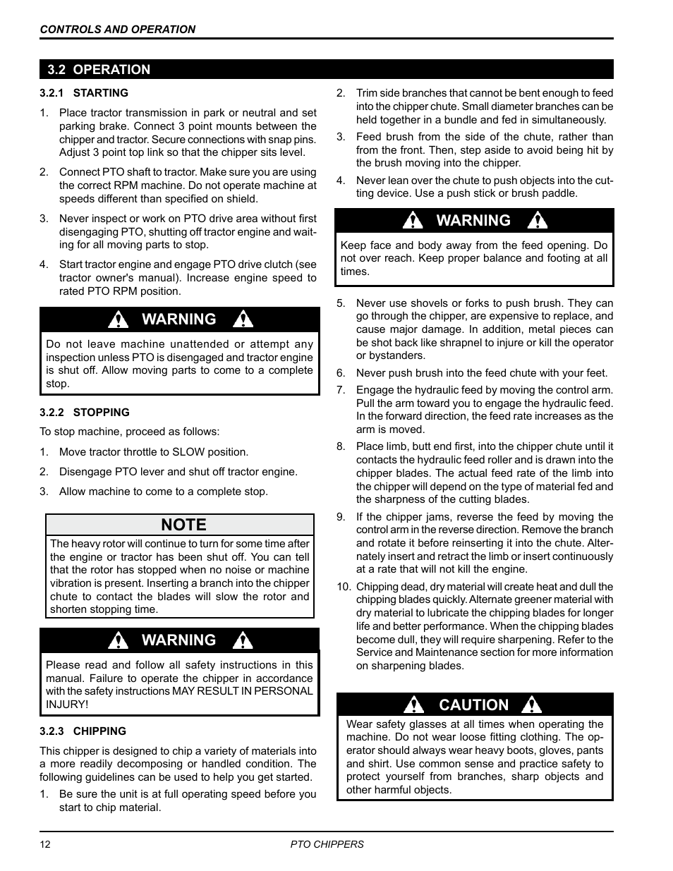 2 operation, Warning, Warning caution | Echo 71854 User Manual | Page 14 / 32