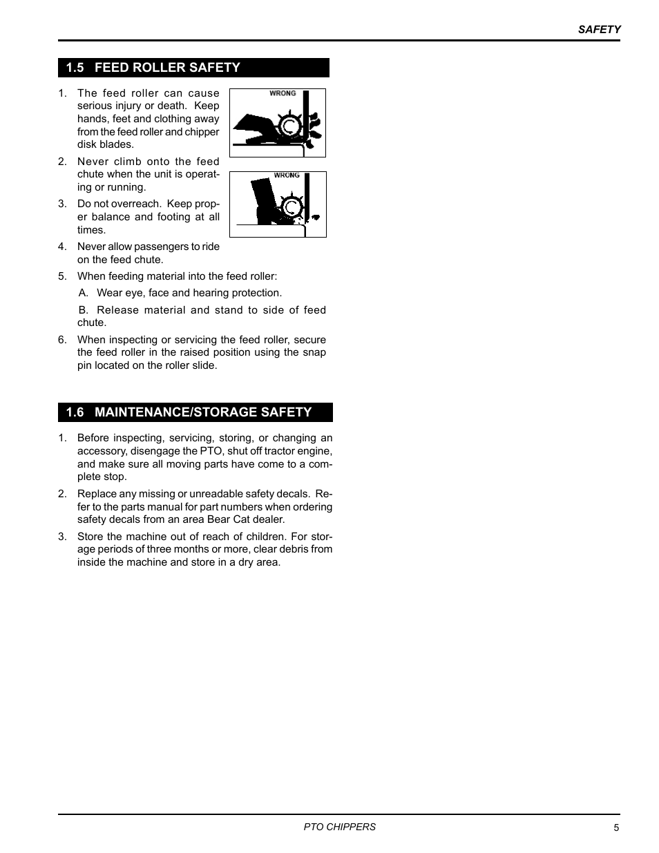 5 feed roller safety, 6 maintenance/storage safety | Echo 71854 User Manual | Page 7 / 32