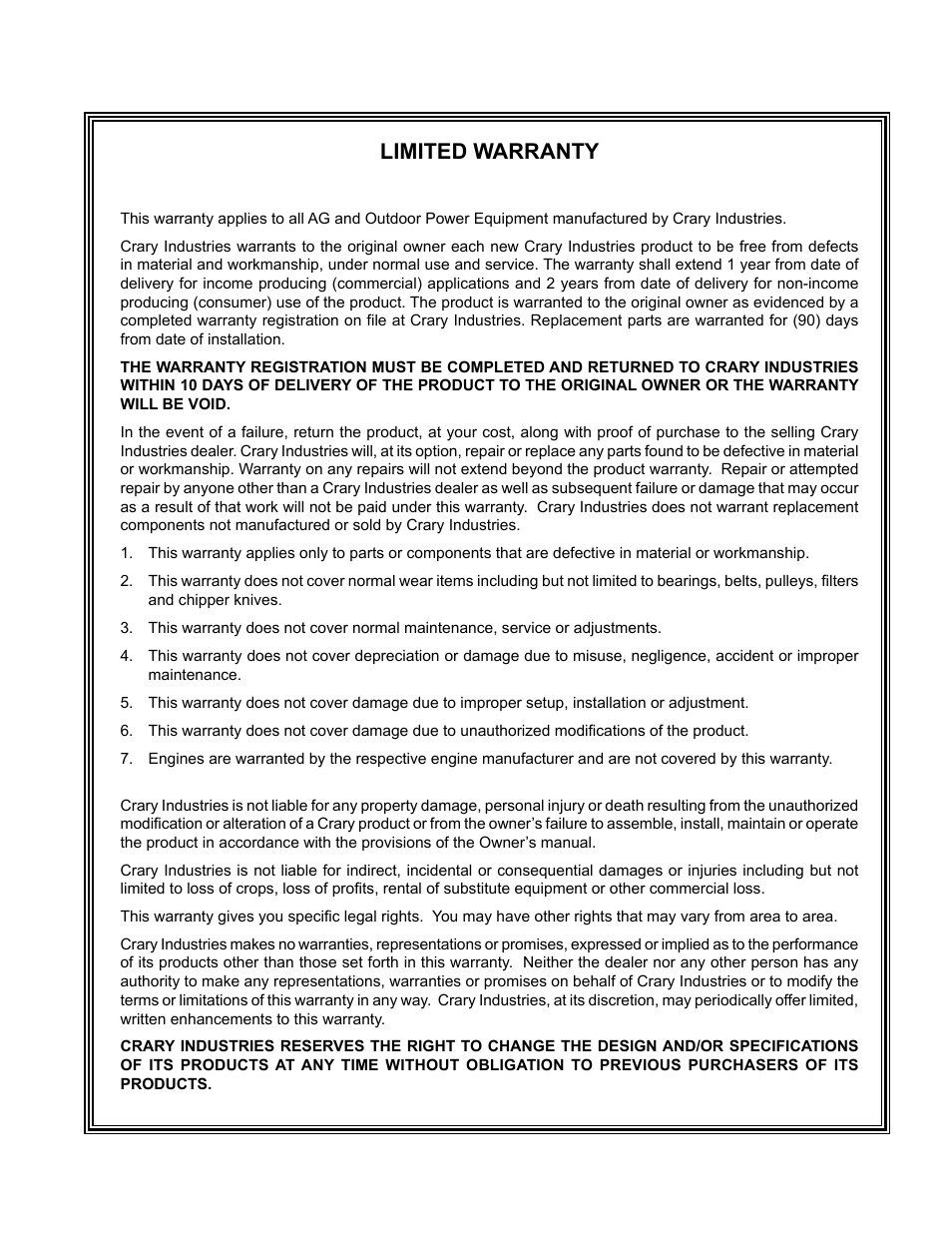 Limited warranty | Echo CH911DH Owners Manual v.4 User Manual | Page 3 / 30