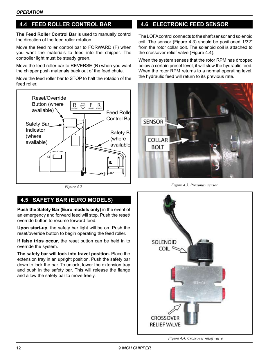4 feed roller control bar, 5 safety bar (euro models), 6 electronic feed sensor | Echo CH911DH Owners Manual v.2 User Manual | Page 16 / 28