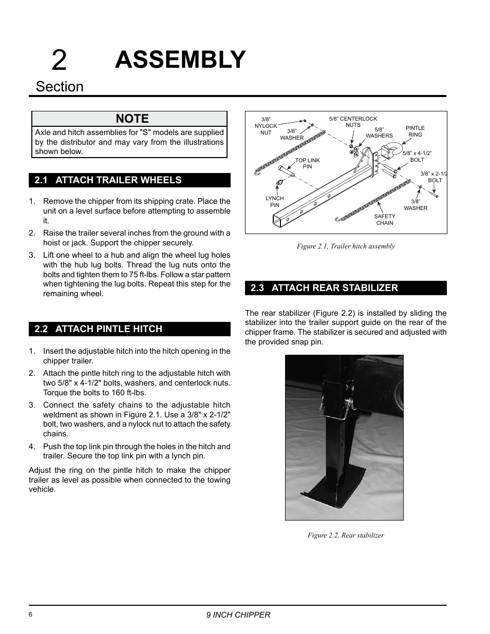 Assembly, 1 attach trailer wheels, 2 attach pintle hitch | 3 attach rear stabilizer | Echo 72928 Owners Manual v.7 User Manual | Page 10 / 33