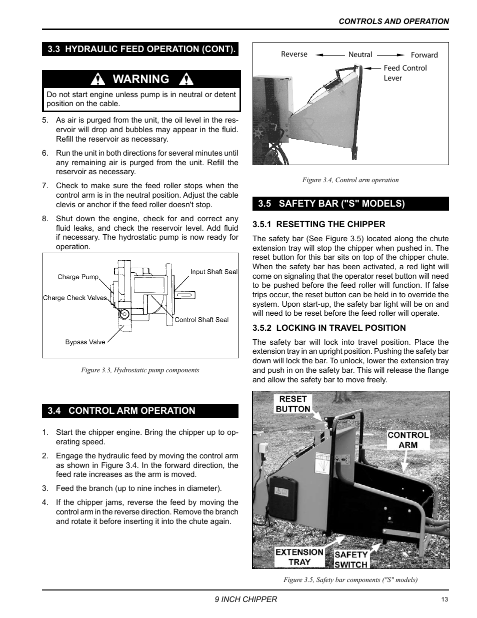 4 control arm operation, 5 safety bar ("s" models), Warning | Echo 72928 Owners Manual v.7 User Manual | Page 17 / 33