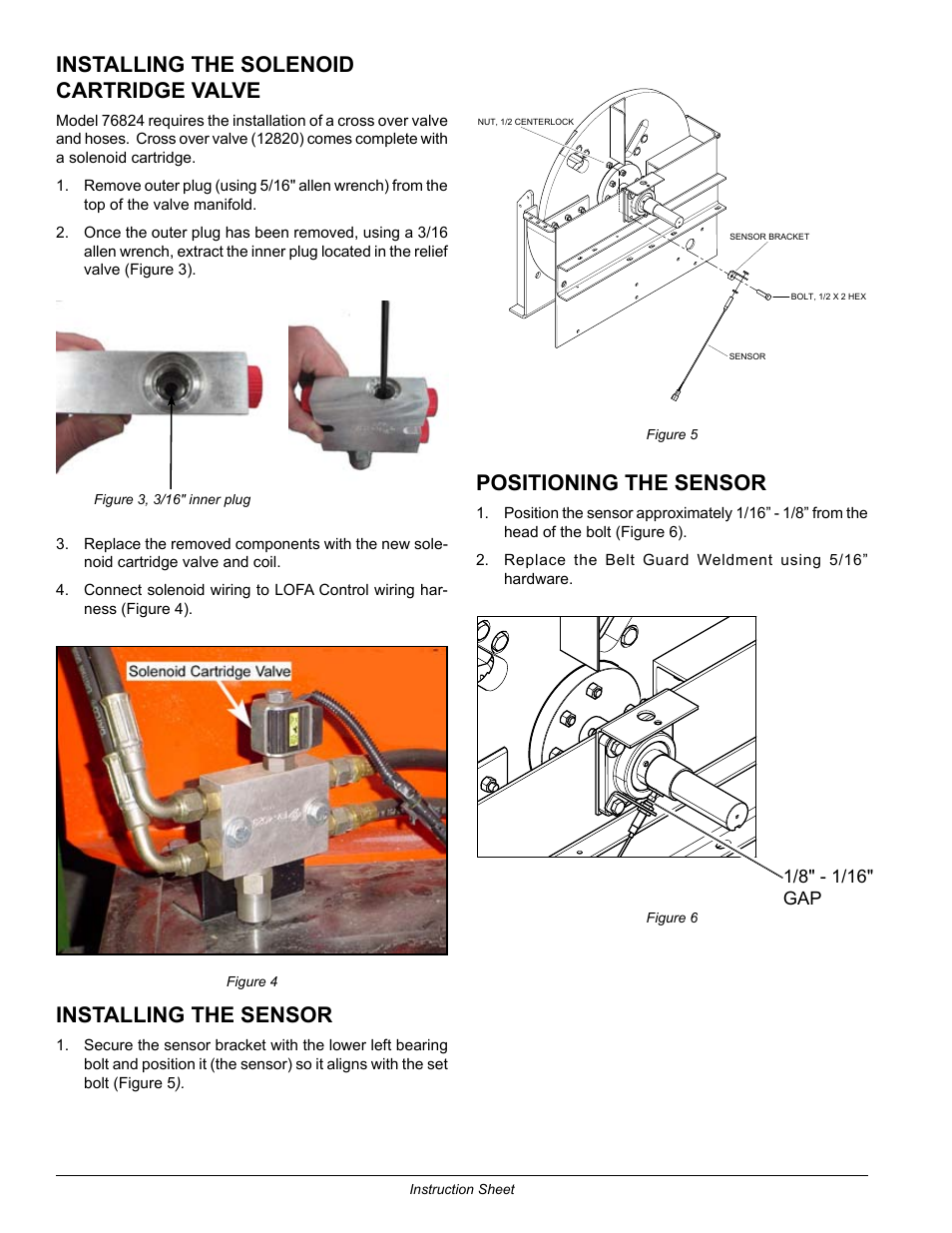 Installing the solenoid cartridge valve, Installing the sensor, Positioning the sensor | Echo 72825 Instruction User Manual | Page 2 / 4
