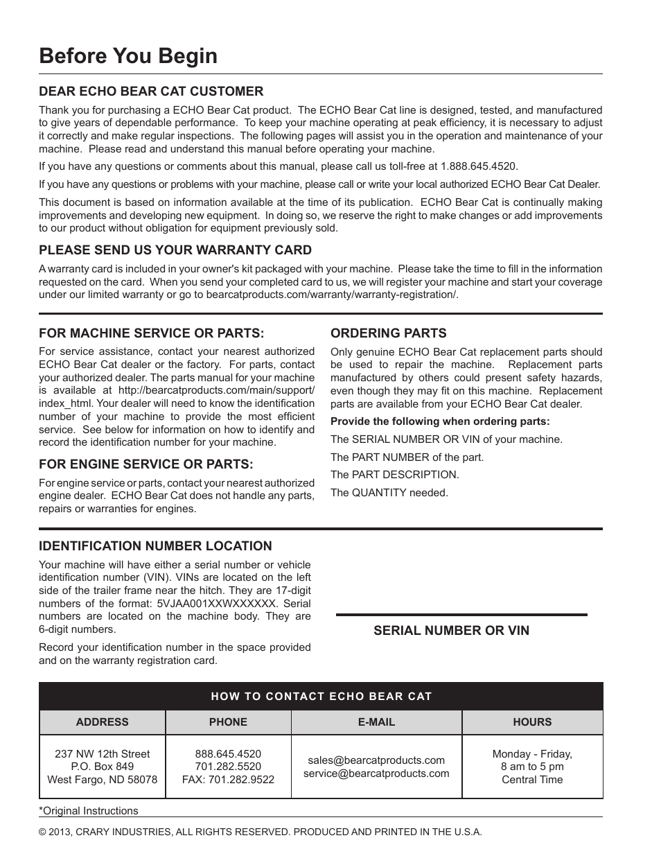 Before you begin | Echo CH8993H Owners Manual v.7 User Manual | Page 2 / 37