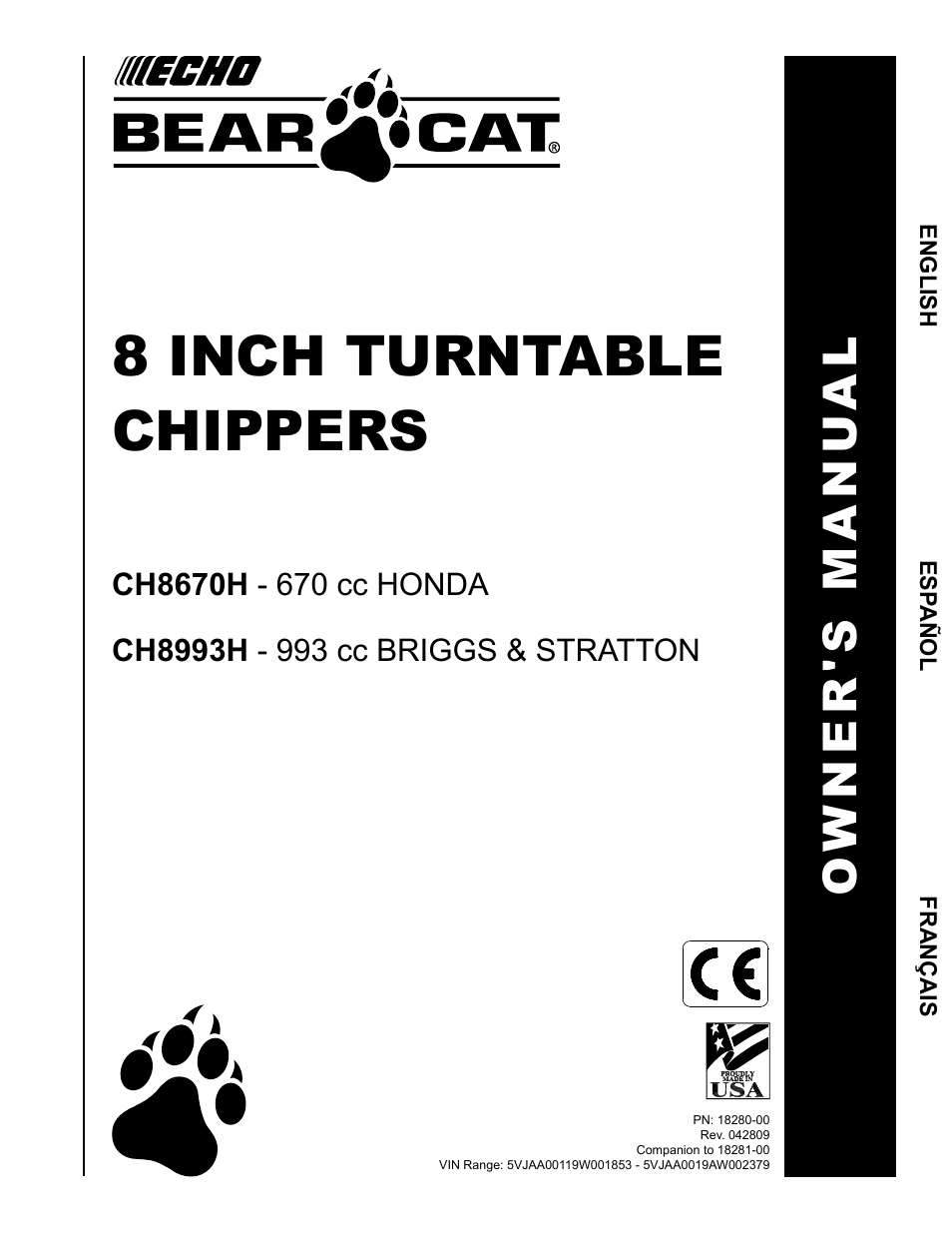Echo CH8670H Owners Manual v.4 User Manual | 34 pages