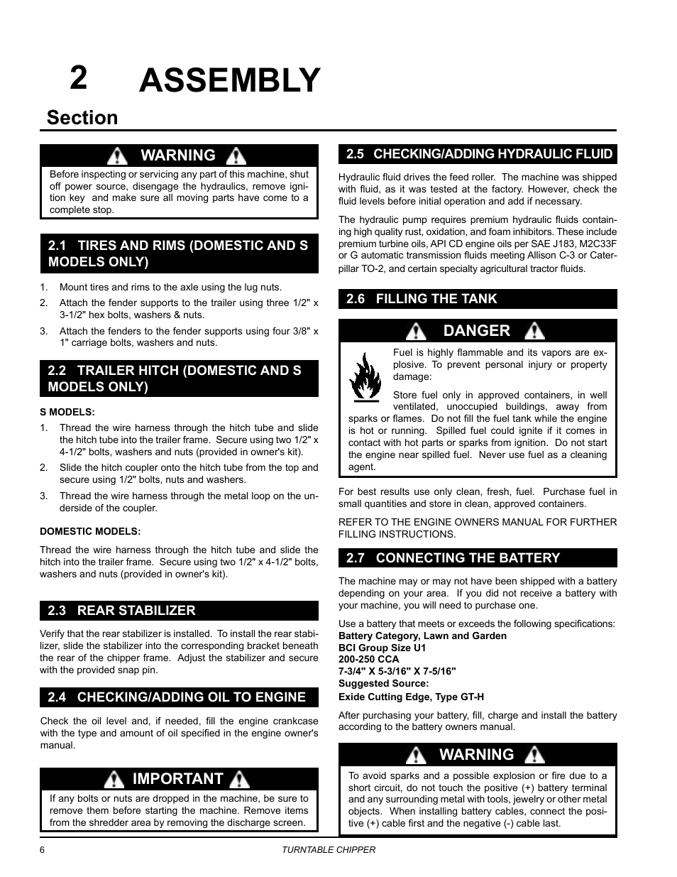 Assembly, Warning, Important | Danger | Echo 76824 Owners Manual v.3 User Manual | Page 10 / 32