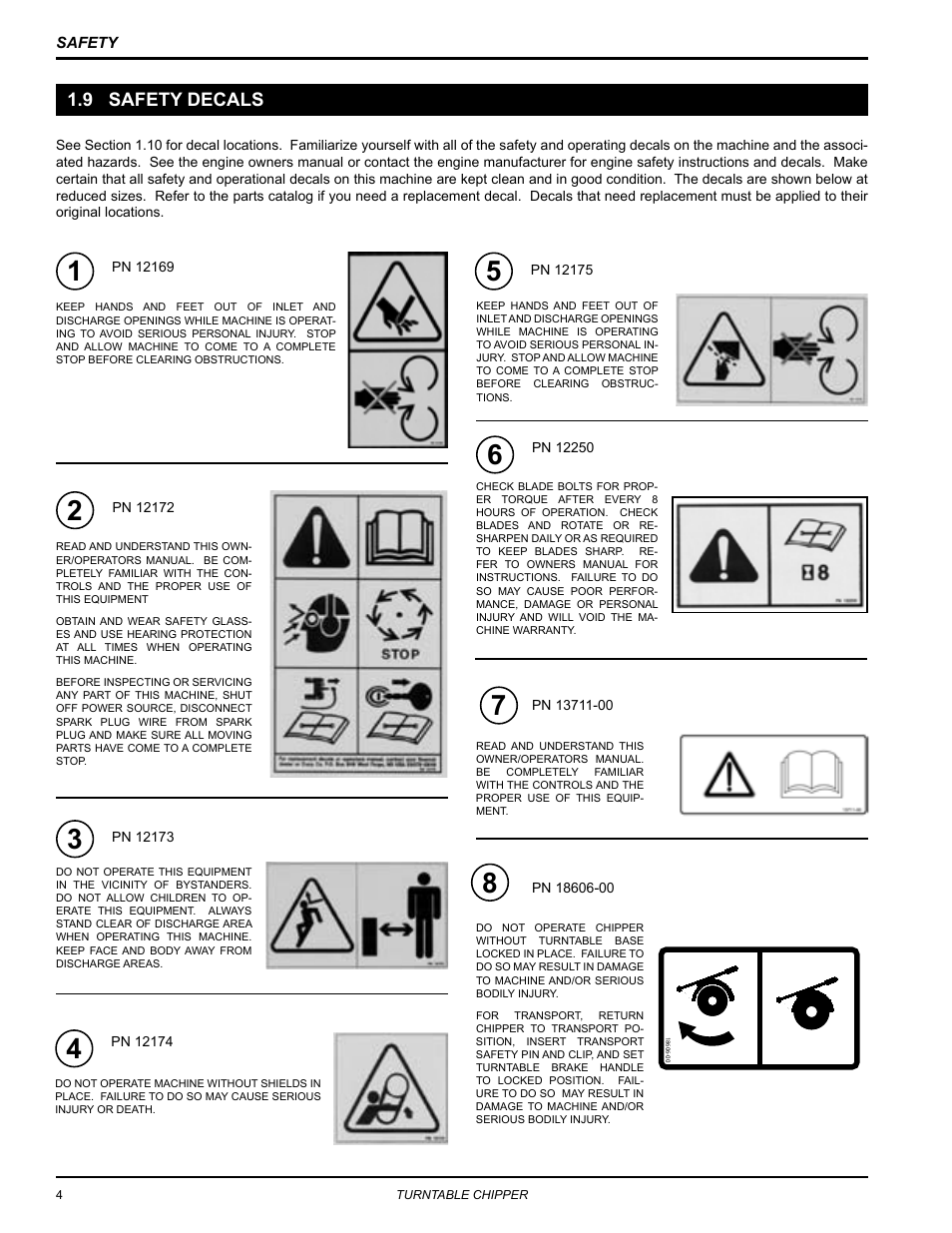 9 safety decals | Echo 76824 Owners Manual v.3 User Manual | Page 8 / 32