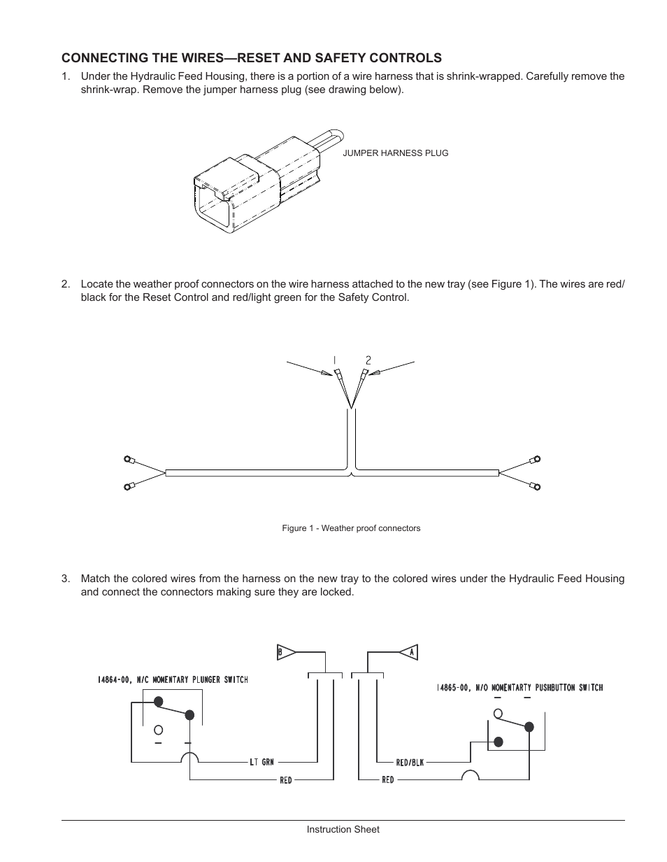 Connecting the wires—reset and safety controls | Echo 76824 Instruction User Manual | Page 3 / 4