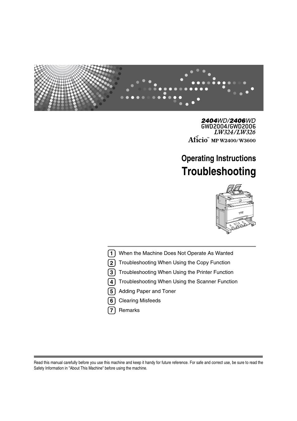 Ricoh Aficio MP W2400 User Manual | 92 pages