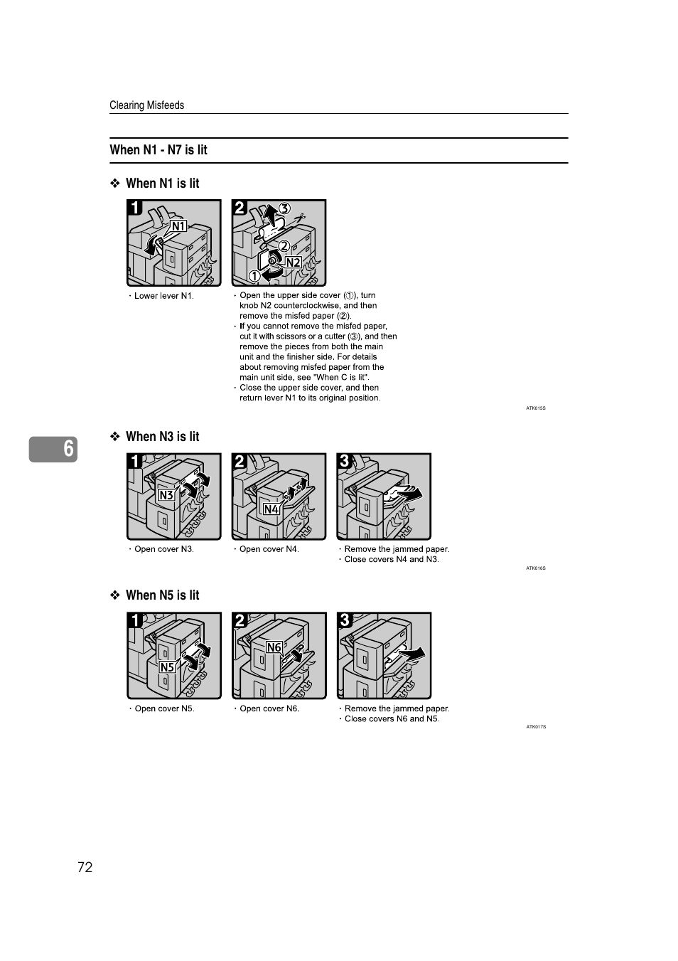 When n1 - n7 is lit | Ricoh Aficio MP W2400 User Manual | Page 78 / 92