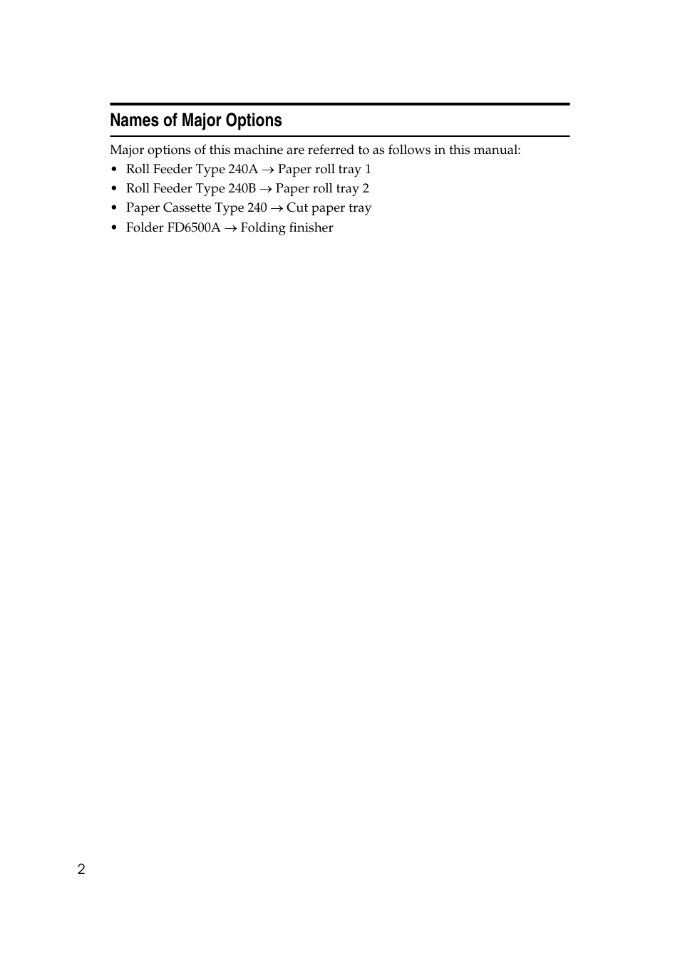 Names of major options | Ricoh Aficio MP W2400 User Manual | Page 8 / 92