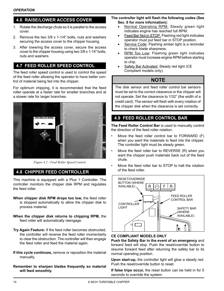 6 raise/lower access cover, 7 feed roller speed control, 8 chipper feed controller | 9 feed roller control bar | Echo CH8720iH Owners Manual v.1 User Manual | Page 18 / 35
