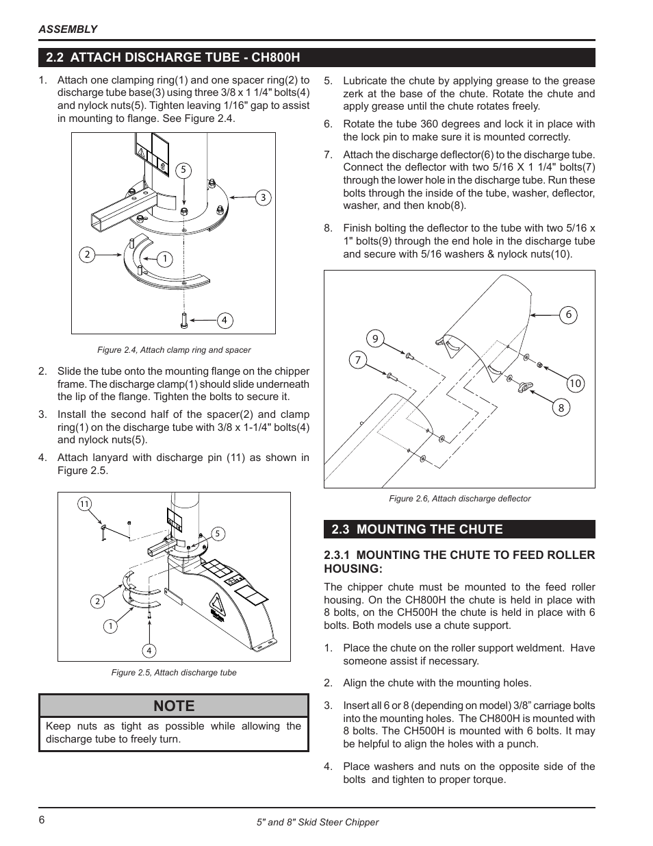 2 attach discharge tube - ch800h, 3 mounting the chute | Echo CH500H Owners Manual v.3 User Manual | Page 10 / 24