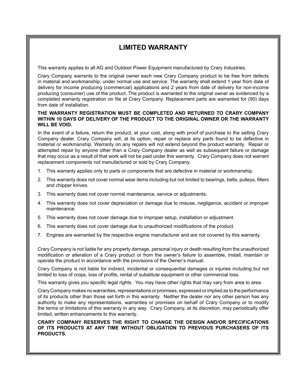 Limited warranty | Echo CH500H Owners Manual v.2 User Manual | Page 3 / 24