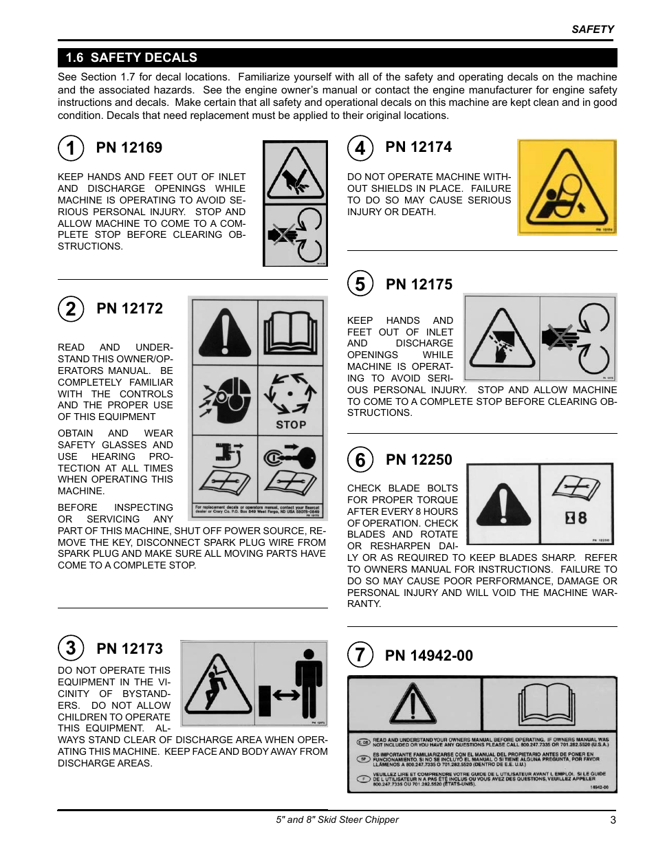 6 safety decals | Echo CH500H Owners Manual v.1 User Manual | Page 7 / 24