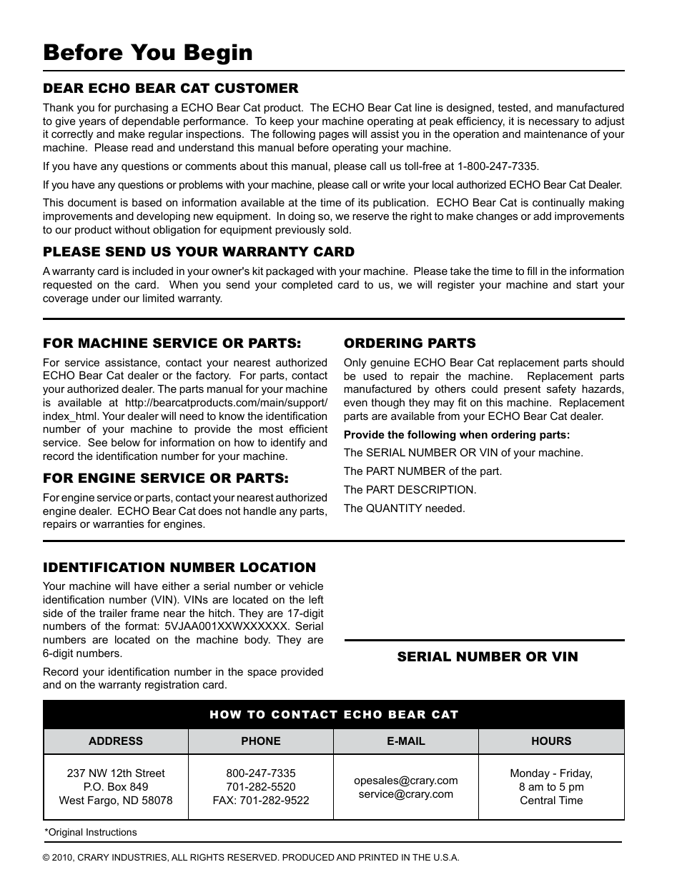 Before you begin | Echo CH611DH Owners Manual v.4 User Manual | Page 2 / 39