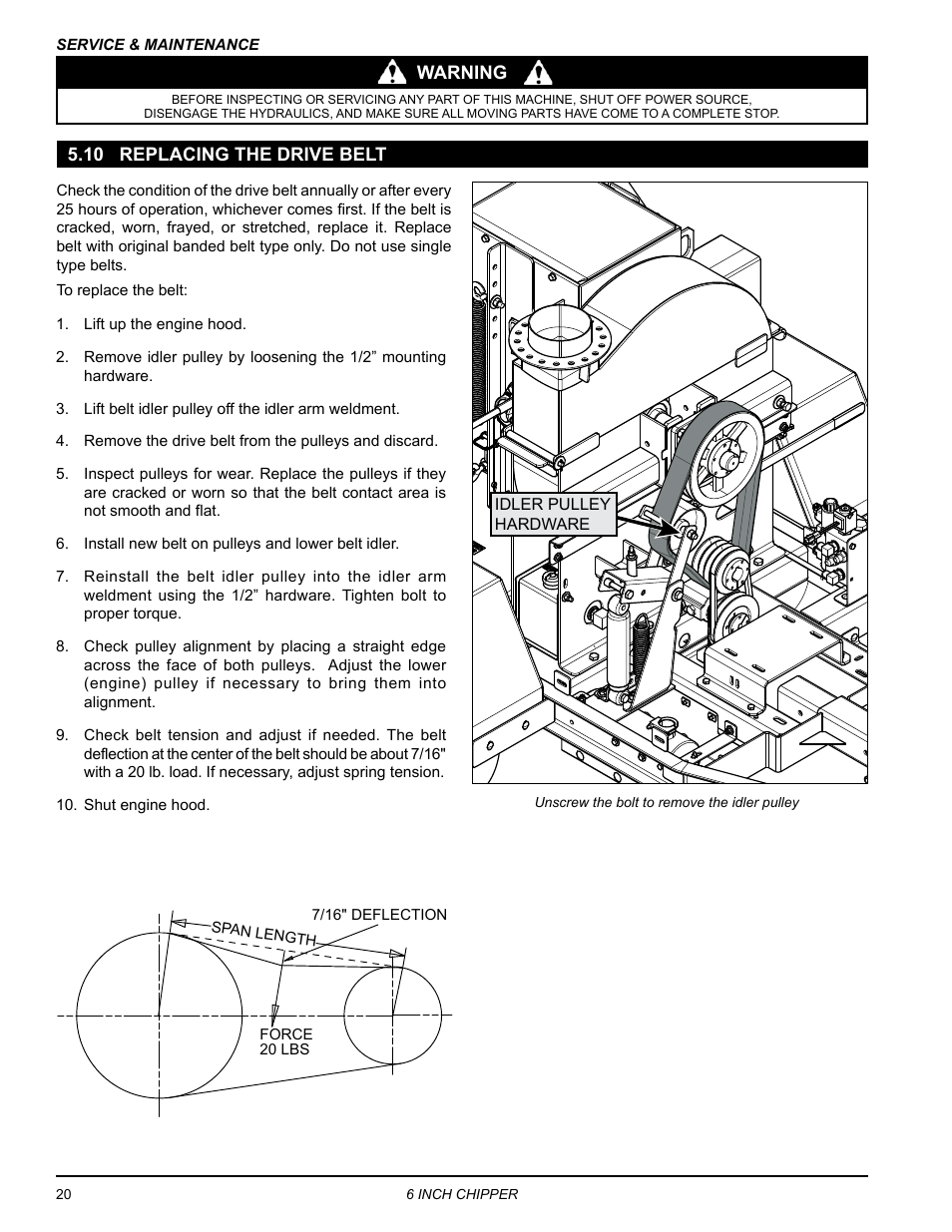 10 replacing the drive belt | Echo CH611DH Owners Manual v.4 User Manual | Page 24 / 39