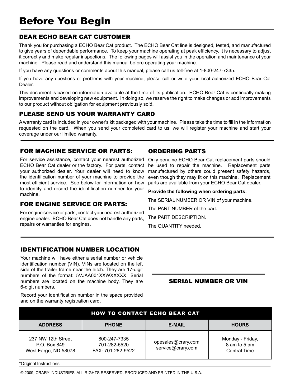 Before you begin | Echo CH611DH Owners Manual v.3 User Manual | Page 2 / 37