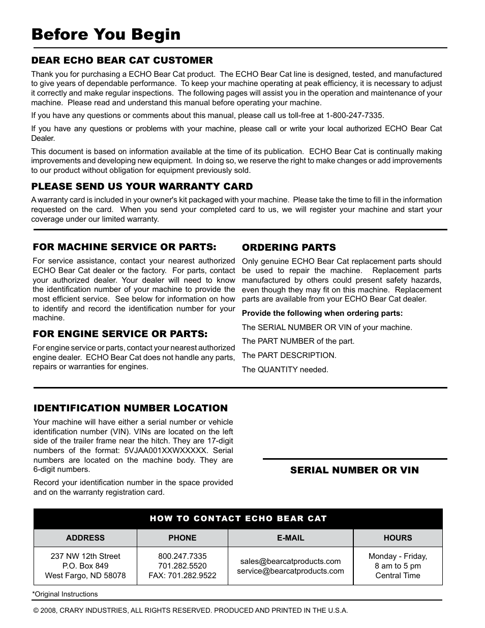Before you begin | Echo CH611DH Owners Manual v.2 User Manual | Page 2 / 34