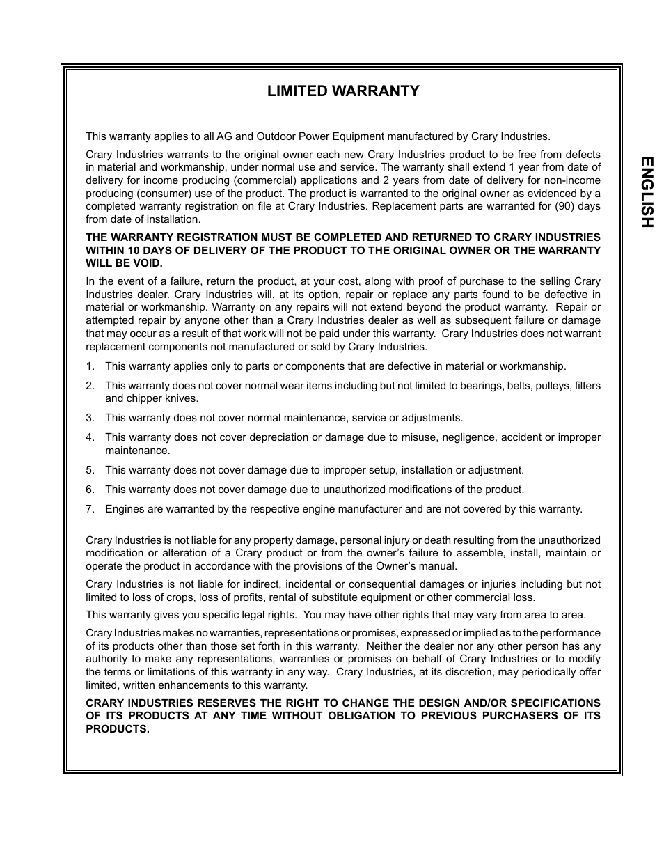 English, Limited warranty | Echo CH611DH Owners Manual v.2 User Manual | Page 3 / 34