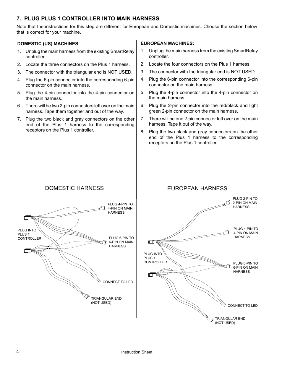 Domestic harness, Plug plus 1 controller into main harness, European harness | Echo CH611DH Instruction v.7 User Manual | Page 4 / 8