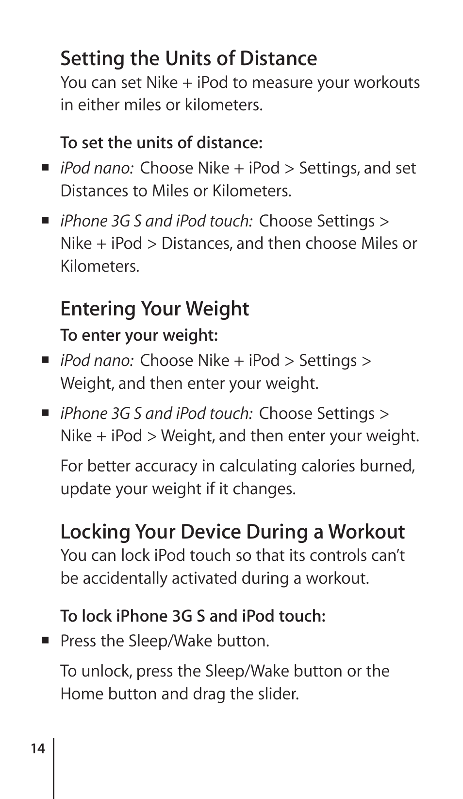 Apple Nike + iPod Sensor User Manual | Page 14 / 36