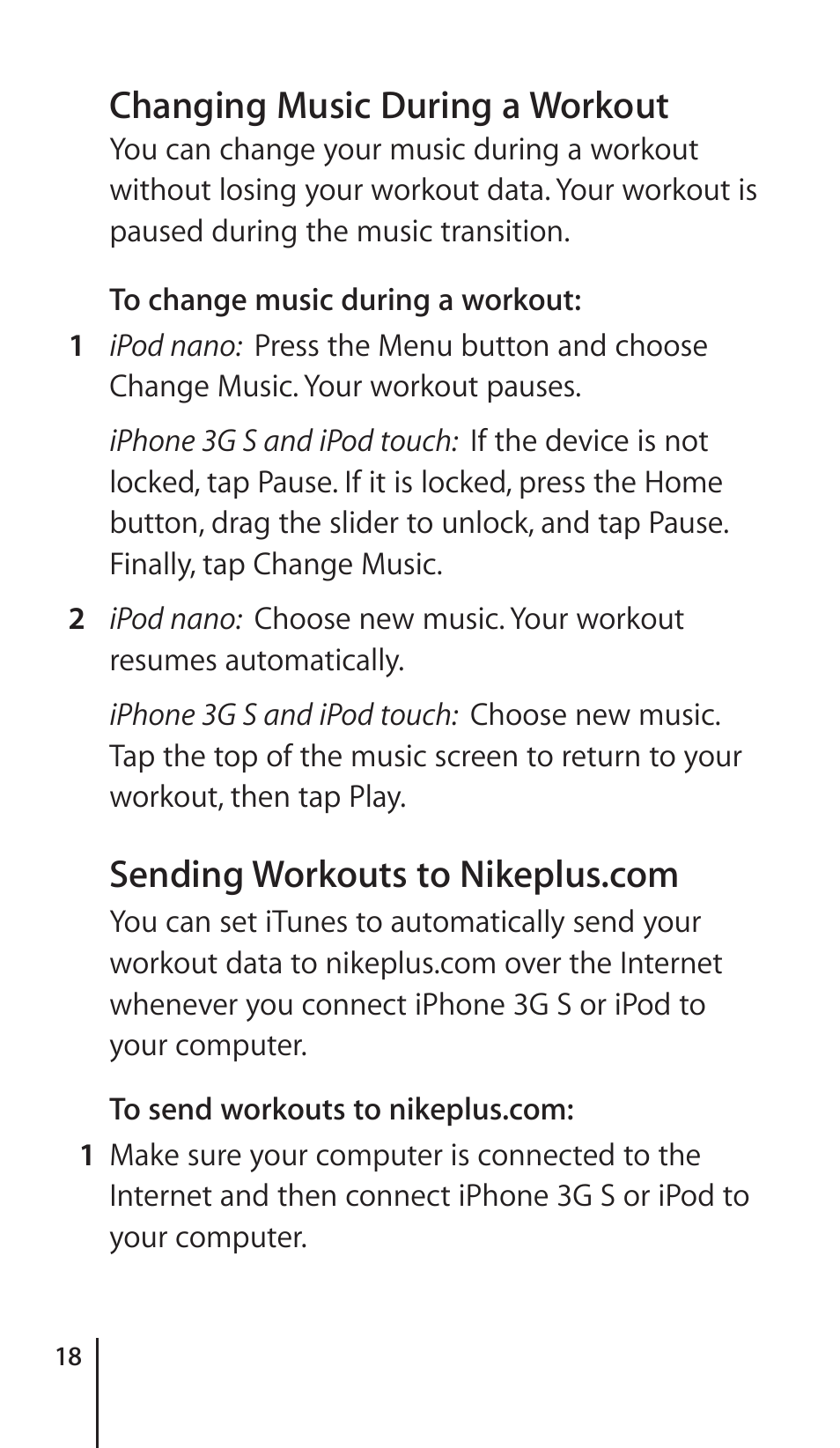 Changing music during a workout | Apple Nike + iPod Sensor User Manual | Page 18 / 36