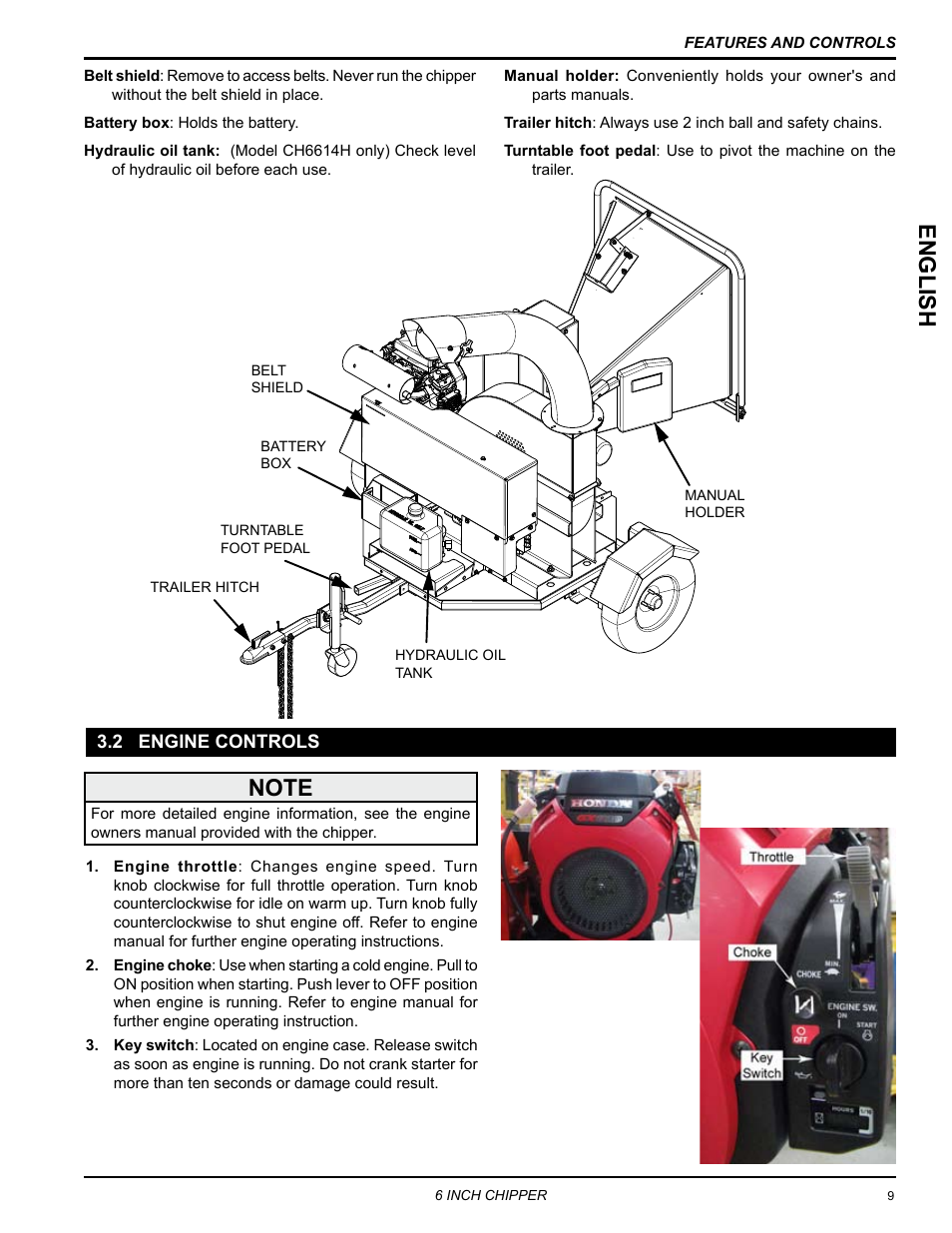2 engine controls, Englis h | Echo CH6614 Owners Manual v.4 User Manual | Page 13 / 24