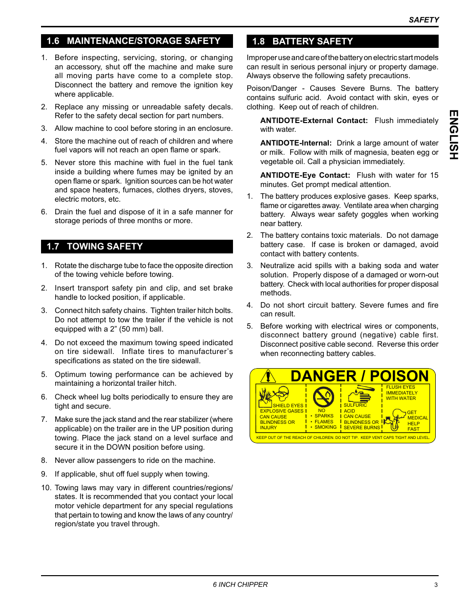 Danger / poison, Englis h | Echo CH6614 Owners Manual v.4 User Manual | Page 7 / 24