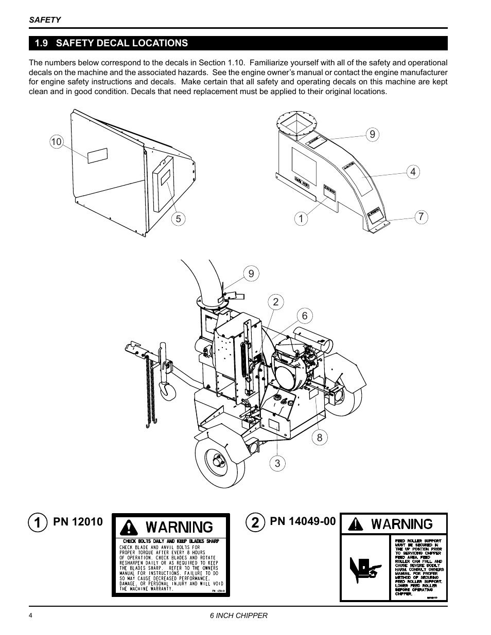 9 safety decal locations | Echo CH6614 Owners Manual v.4 User Manual | Page 8 / 24