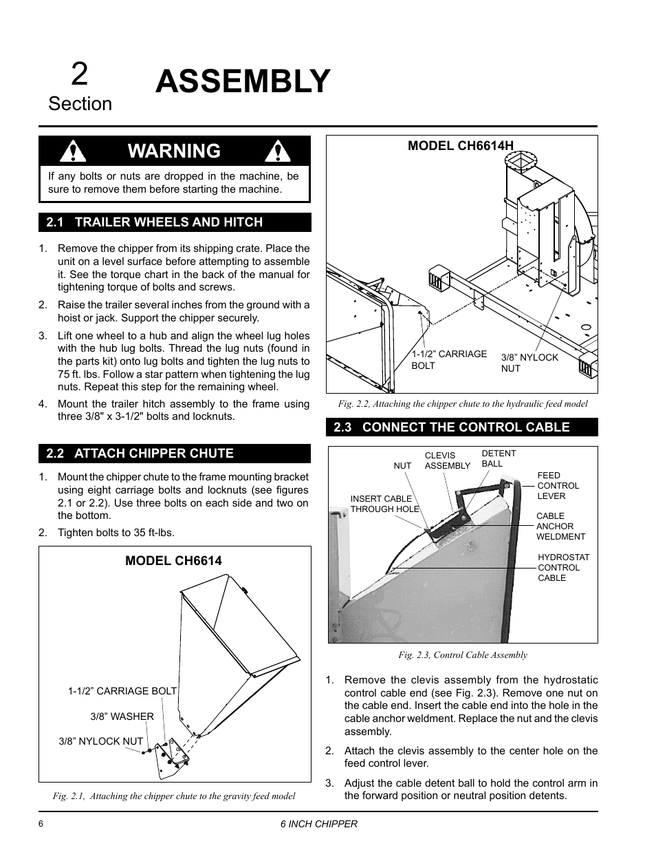 Assembly, Warning | Echo CH6614 Owners Manual v.3 User Manual | Page 10 / 24