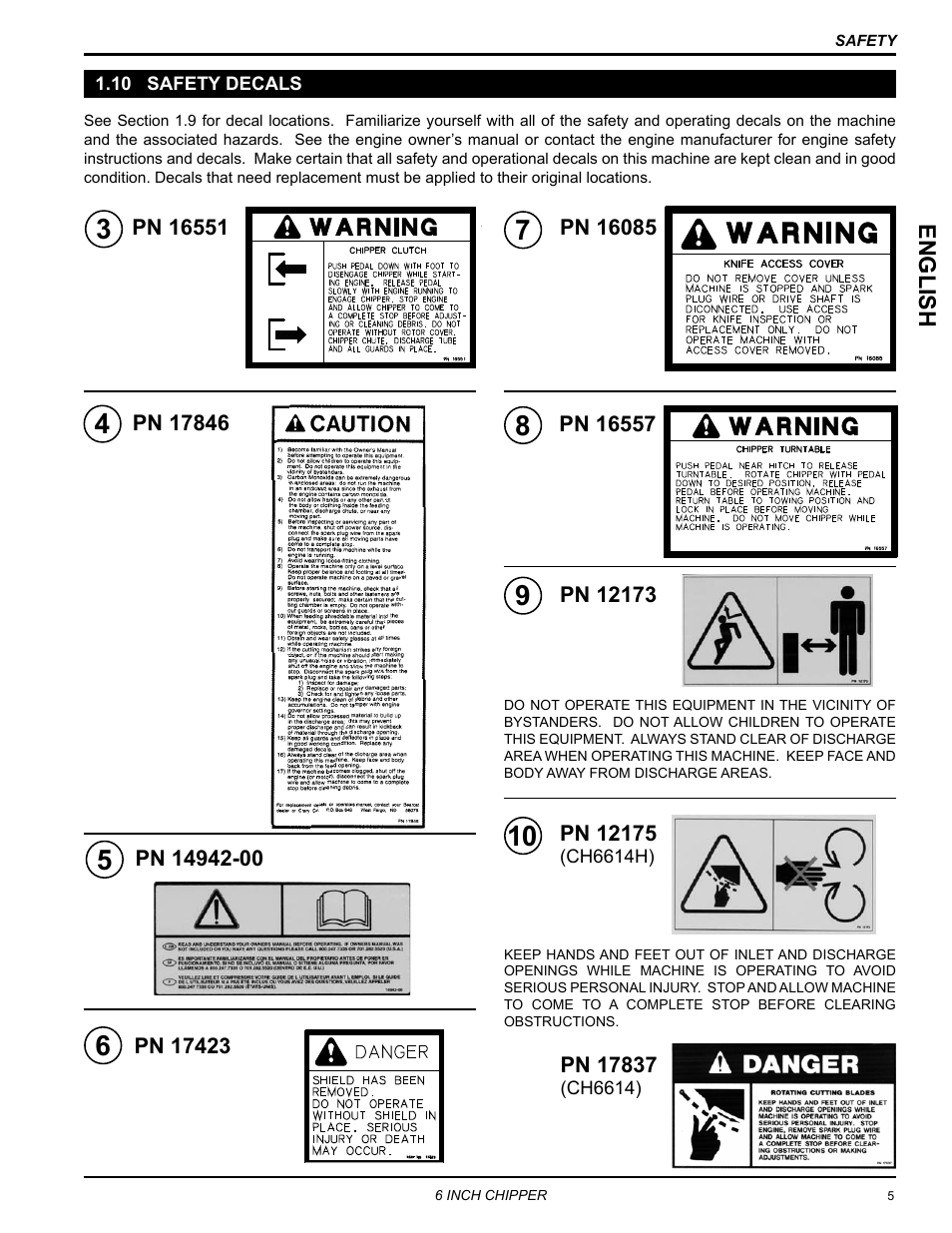 10 safety decals | Echo CH6614 Owners Manual v.3 User Manual | Page 9 / 24