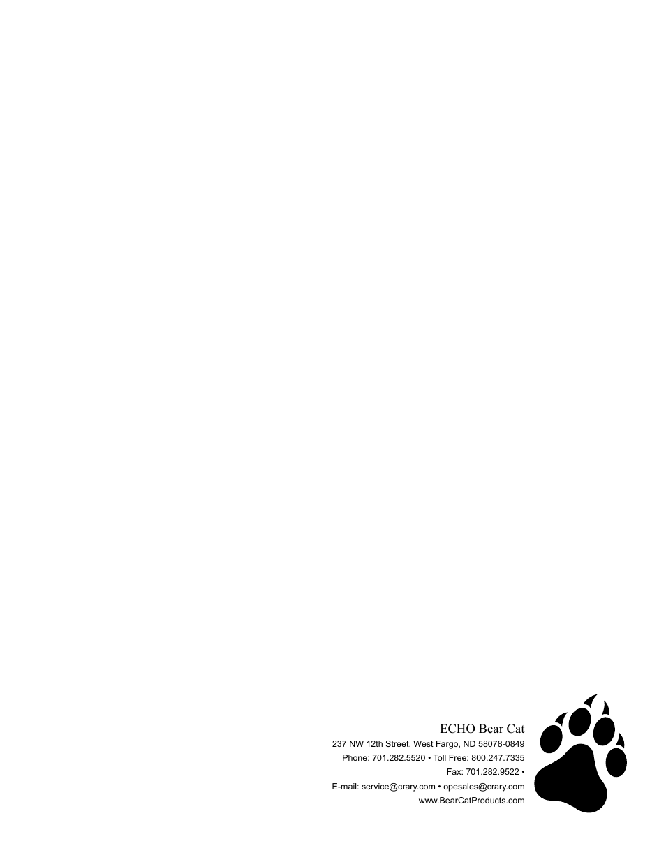 Echo bear cat | Echo 72620 User Manual | Page 28 / 28