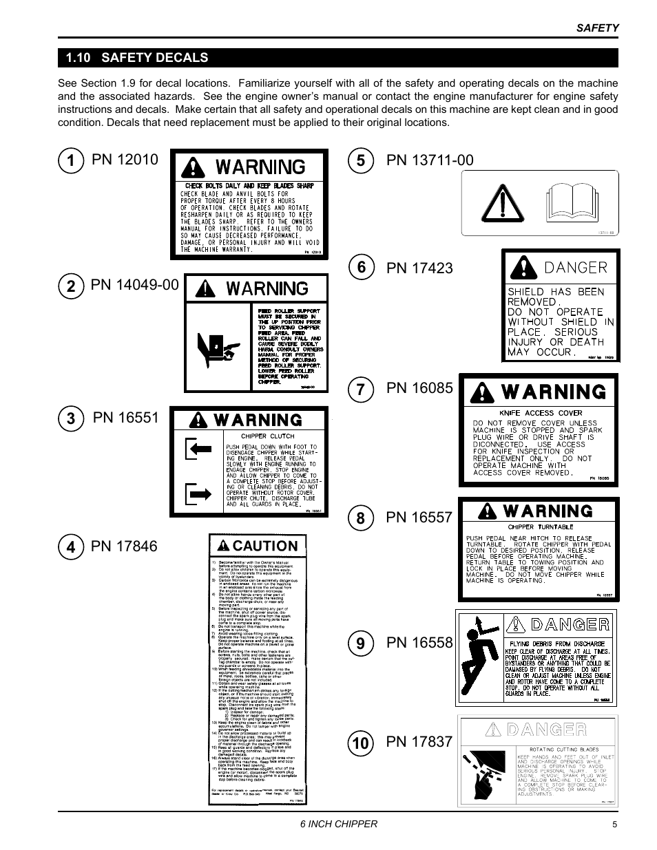 10 safety decals | Echo 72620 User Manual | Page 9 / 28