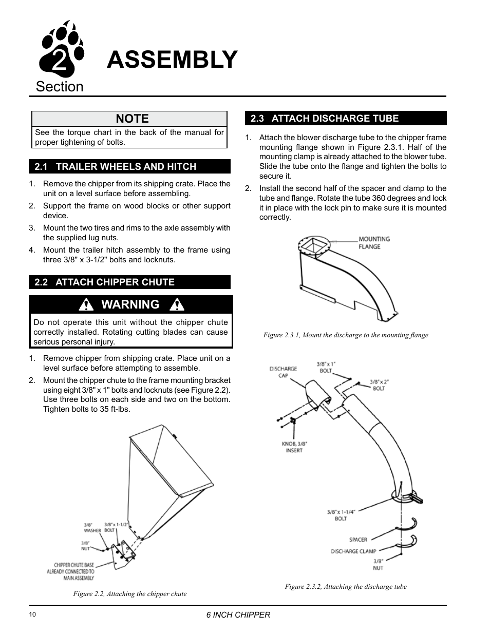 Assembly, Warning | Echo CH6614 Owners Manual v.1 User Manual | Page 12 / 32