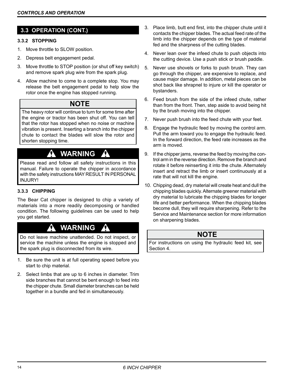 Warning | Echo CH6614 Owners Manual v.1 User Manual | Page 16 / 32